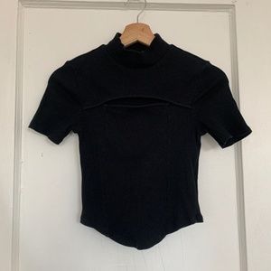mockneck crop top with cut-out
